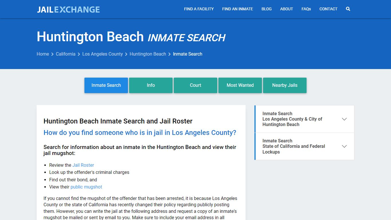 Inmate Search: Roster & Mugshots - Huntington Beach, CA - Jail Exchange